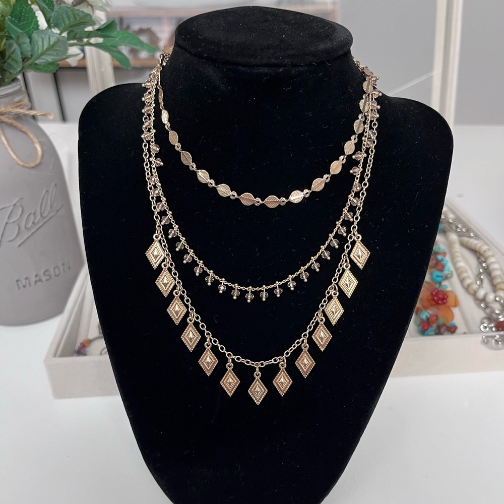 Free People Gold Triple Layer Necklace